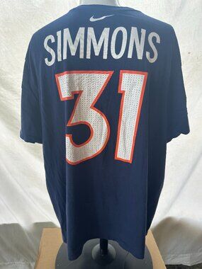 Nike Justin Simmons #31 Denver Broncos Men's Dark Blue T Shirt 3XL
